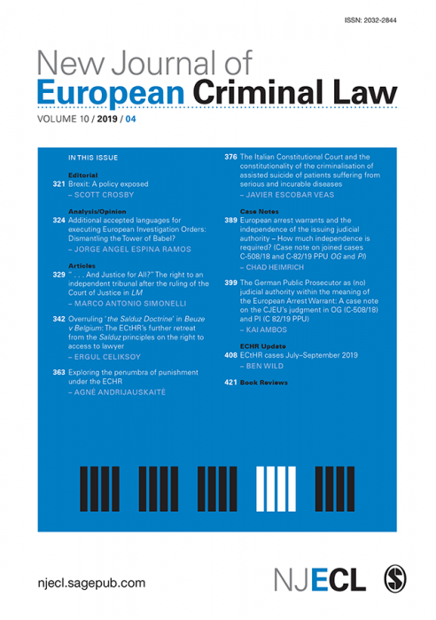 New Journal of European Criminal Law