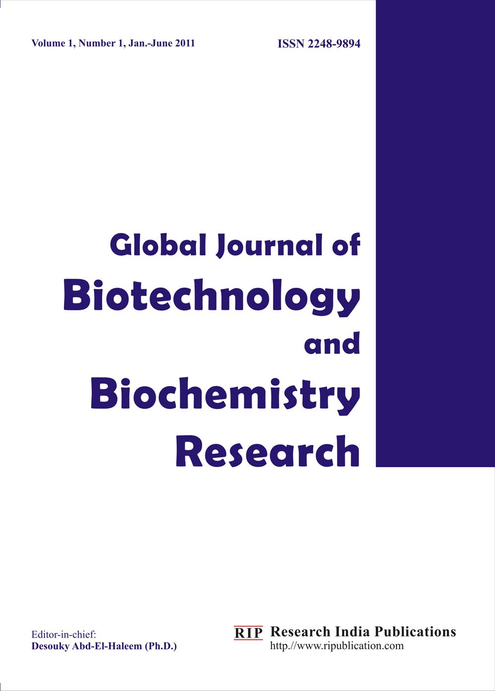 Global Journal of Biotechnology and Biochemistry Research